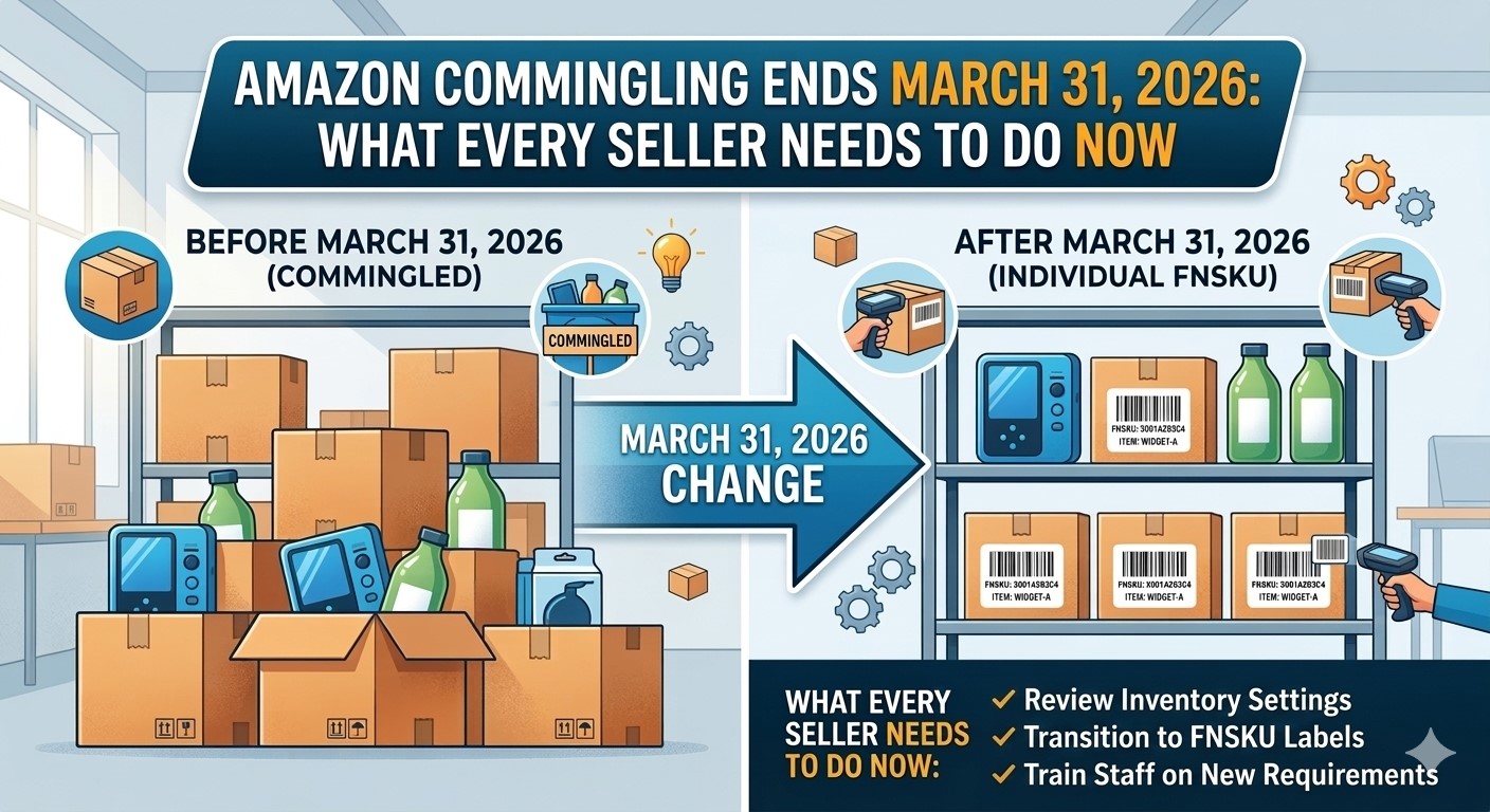 Amazon FBA inventory labels and barcodes on cardboard boxes