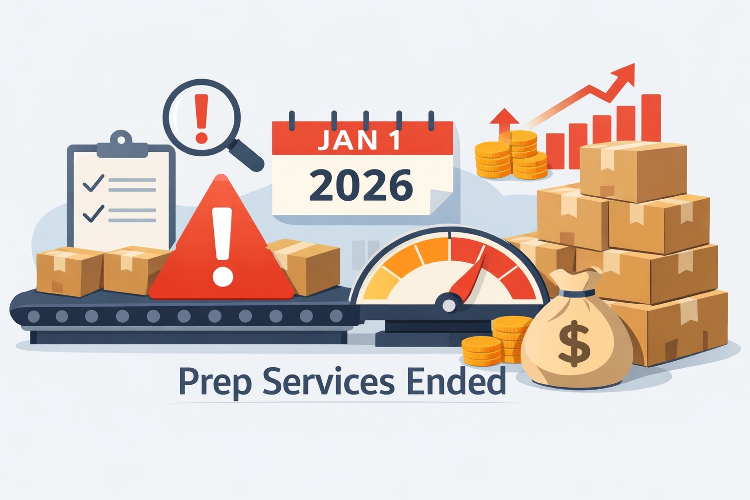 Amazon FBA boxes awaiting prep at a third-party prep center