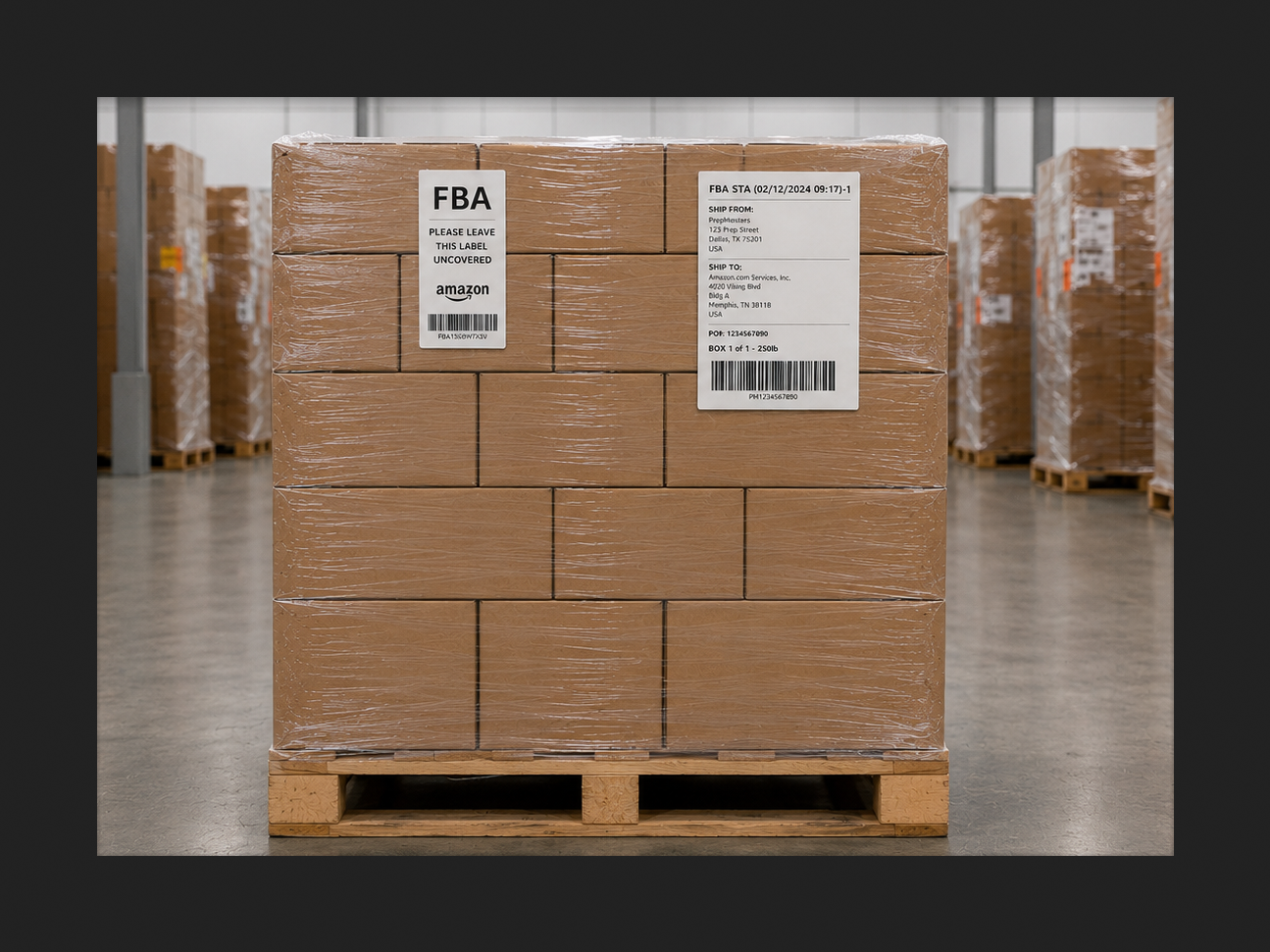 Pallets of FBA freight being loaded onto a truck, illustrating Amazon pallet compliance for high-volume sellers